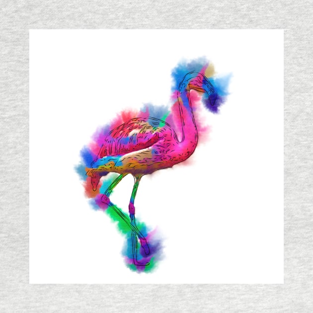 Prancing Flamingo Abstract by KirtTisdale